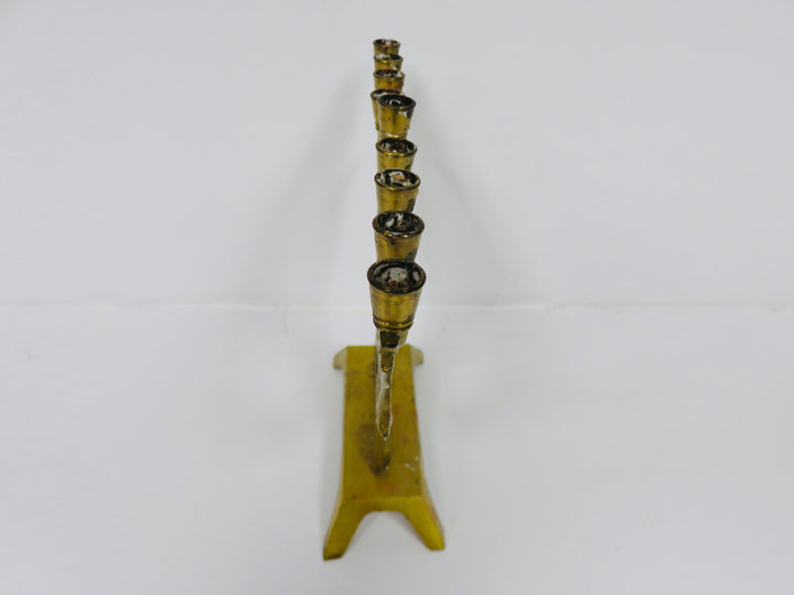Brass and Enamel Hanukkah Menorah