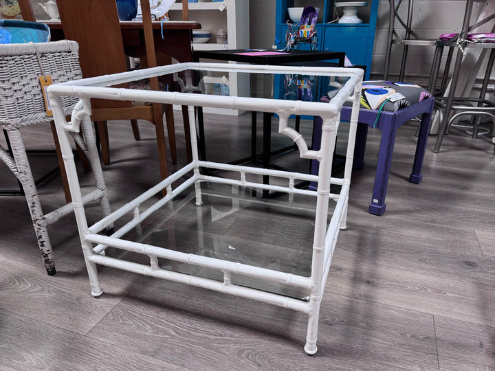 White Bamboo Look End Table