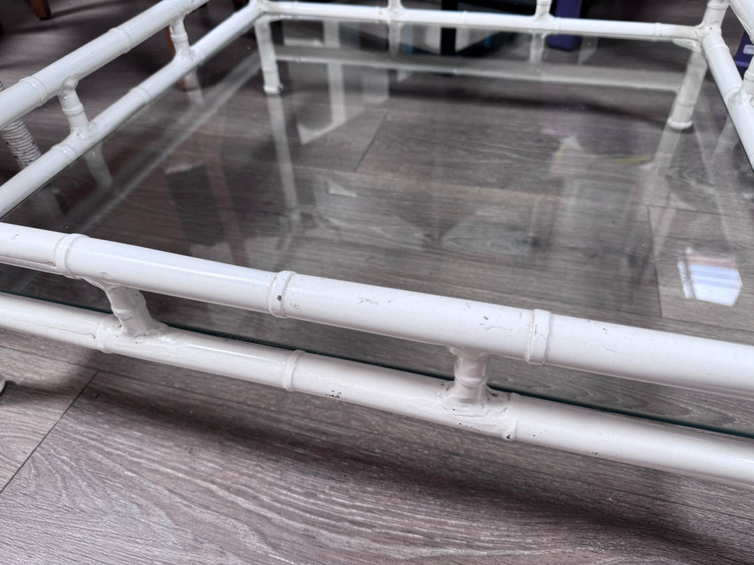 White Bamboo Look End Table