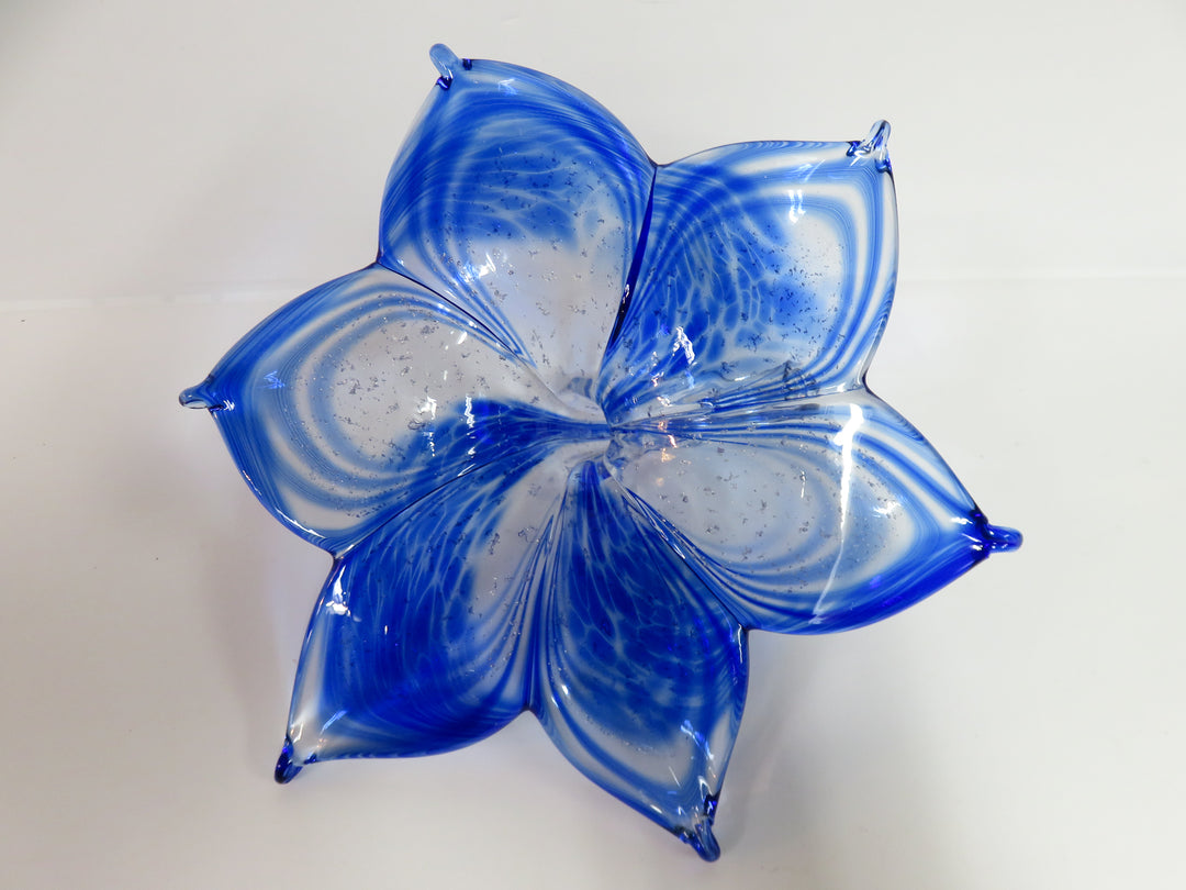 Blue Art Glass Flower