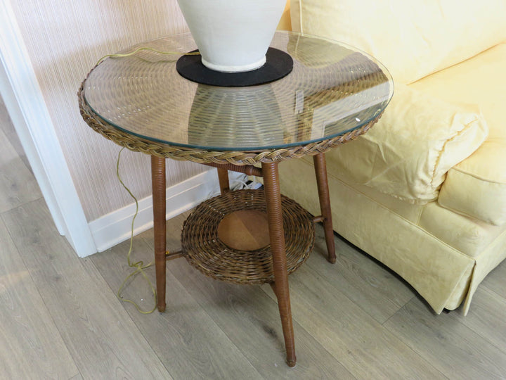 Brown Wicker Occasional Table