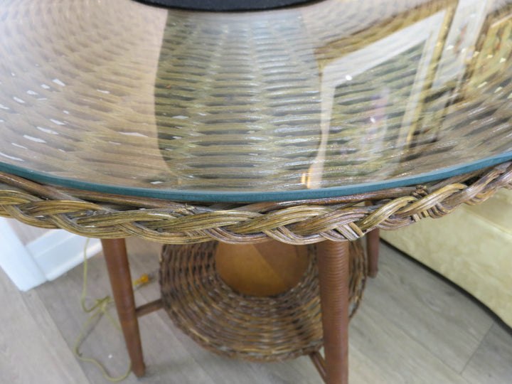 Brown Wicker Occasional Table