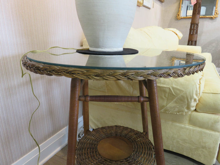 Brown Wicker Occasional Table