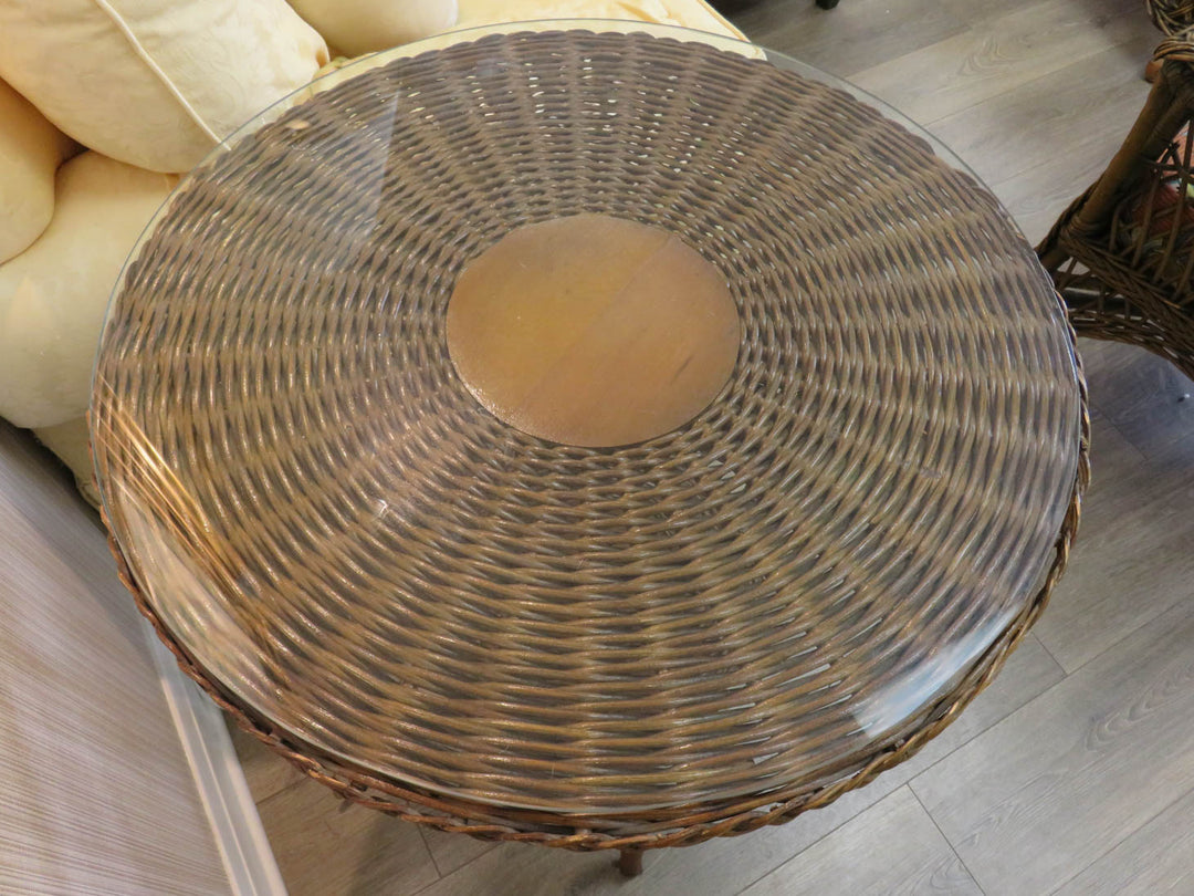 Brown Wicker Occasional Table