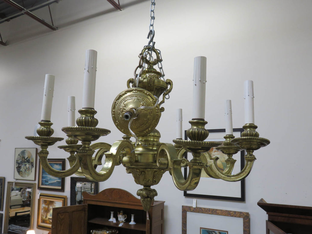 French Provincial Cast Brass Chandelier