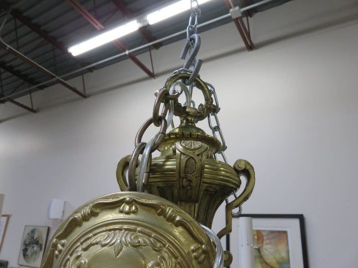 French Provincial Cast Brass Chandelier