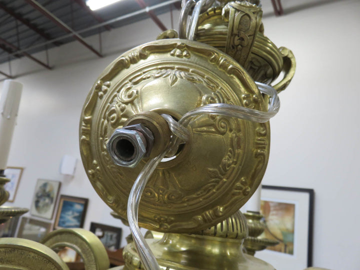 French Provincial Cast Brass Chandelier