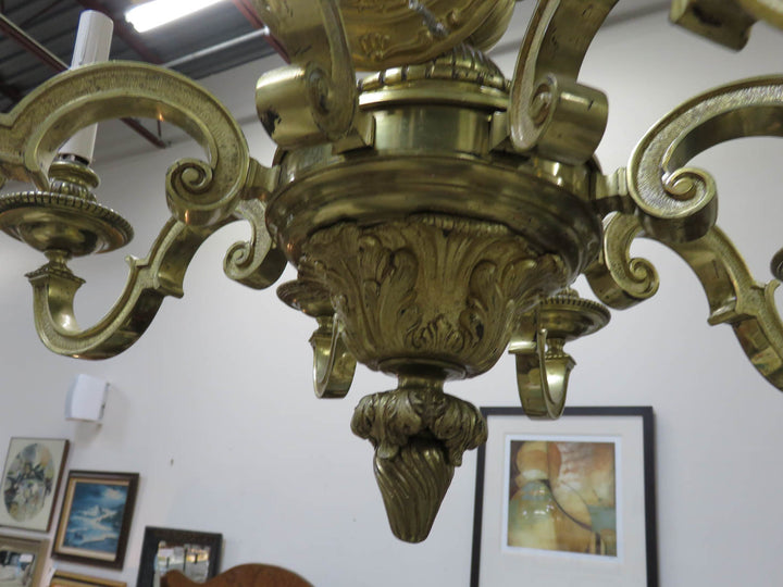 French Provincial Cast Brass Chandelier