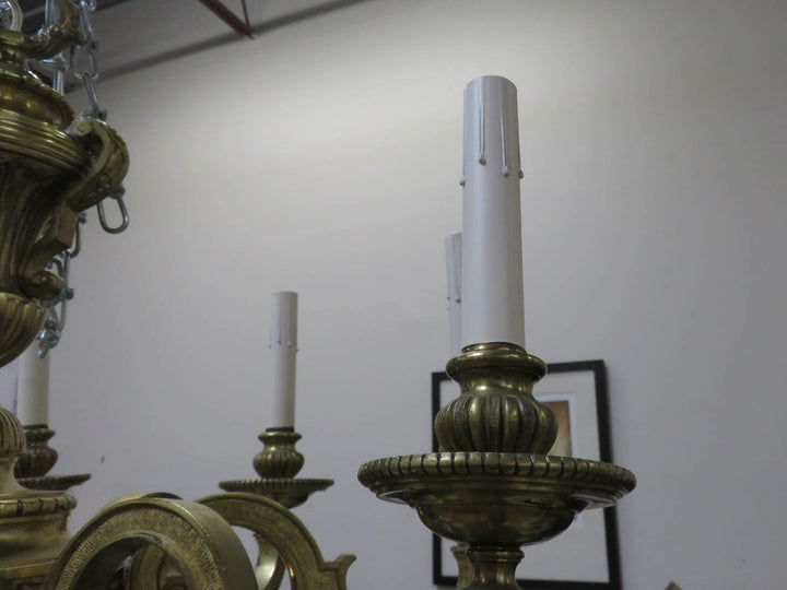 French Provincial Cast Brass Chandelier