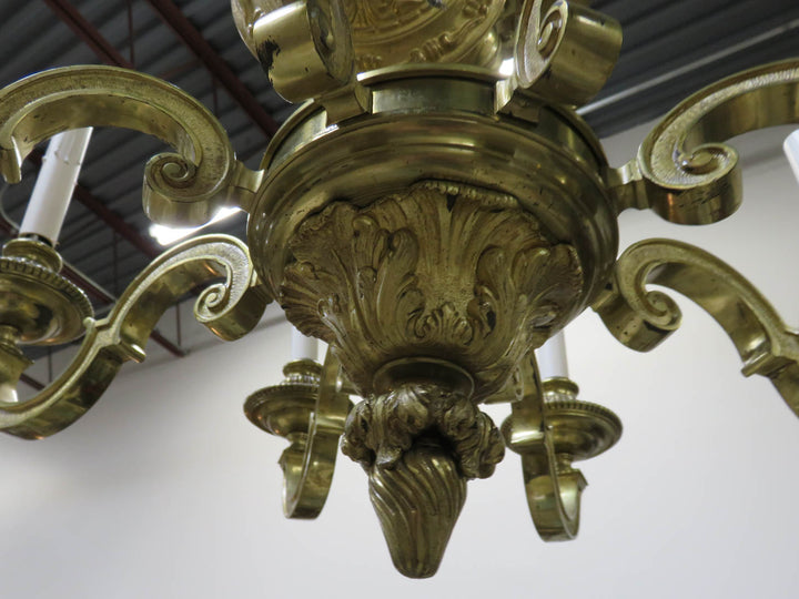French Provincial Cast Brass Chandelier