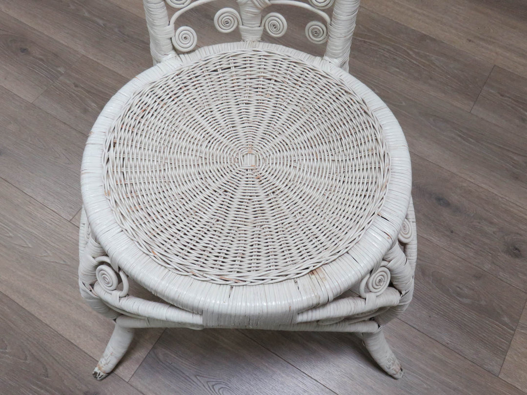 White Wicker Side Chair