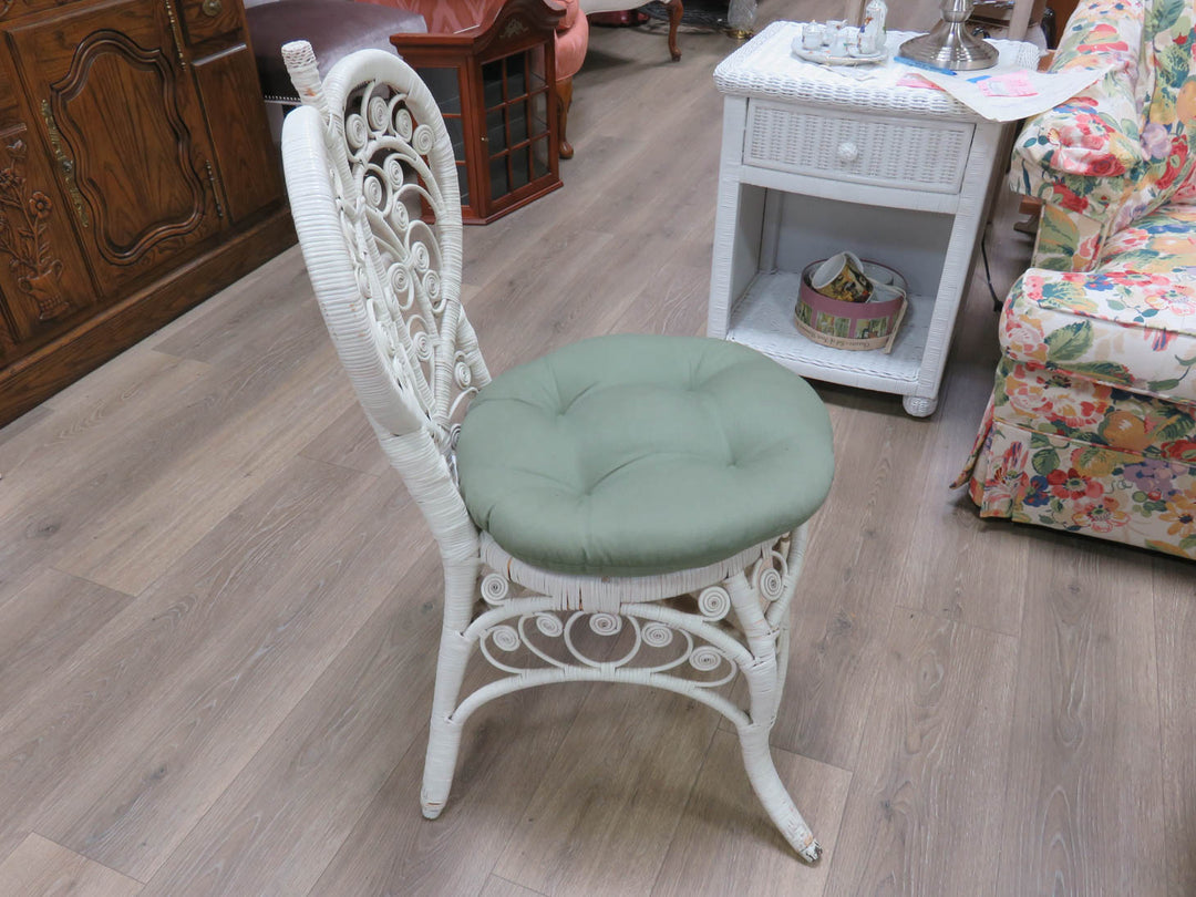 White Wicker Side Chair