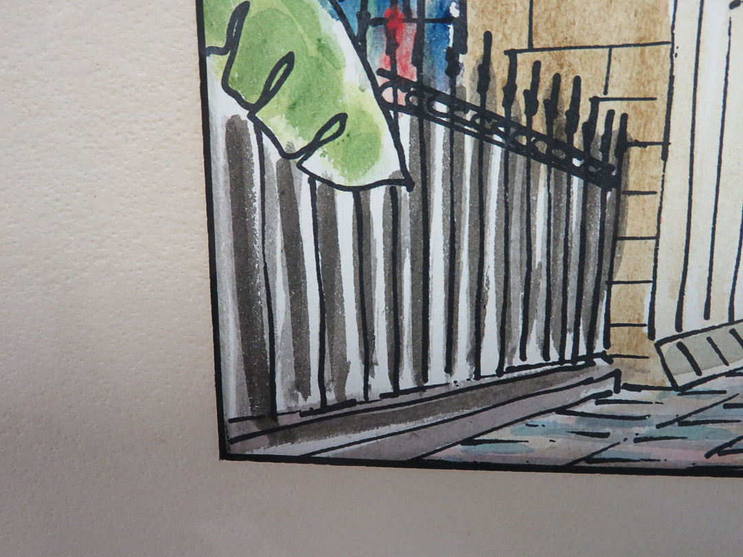Street Scene Watercolor Painting - Original