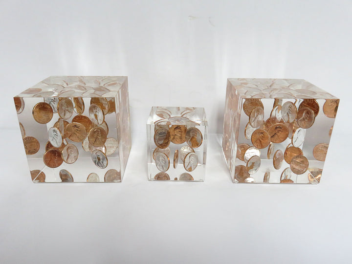 Lucite Penny Cube Trio