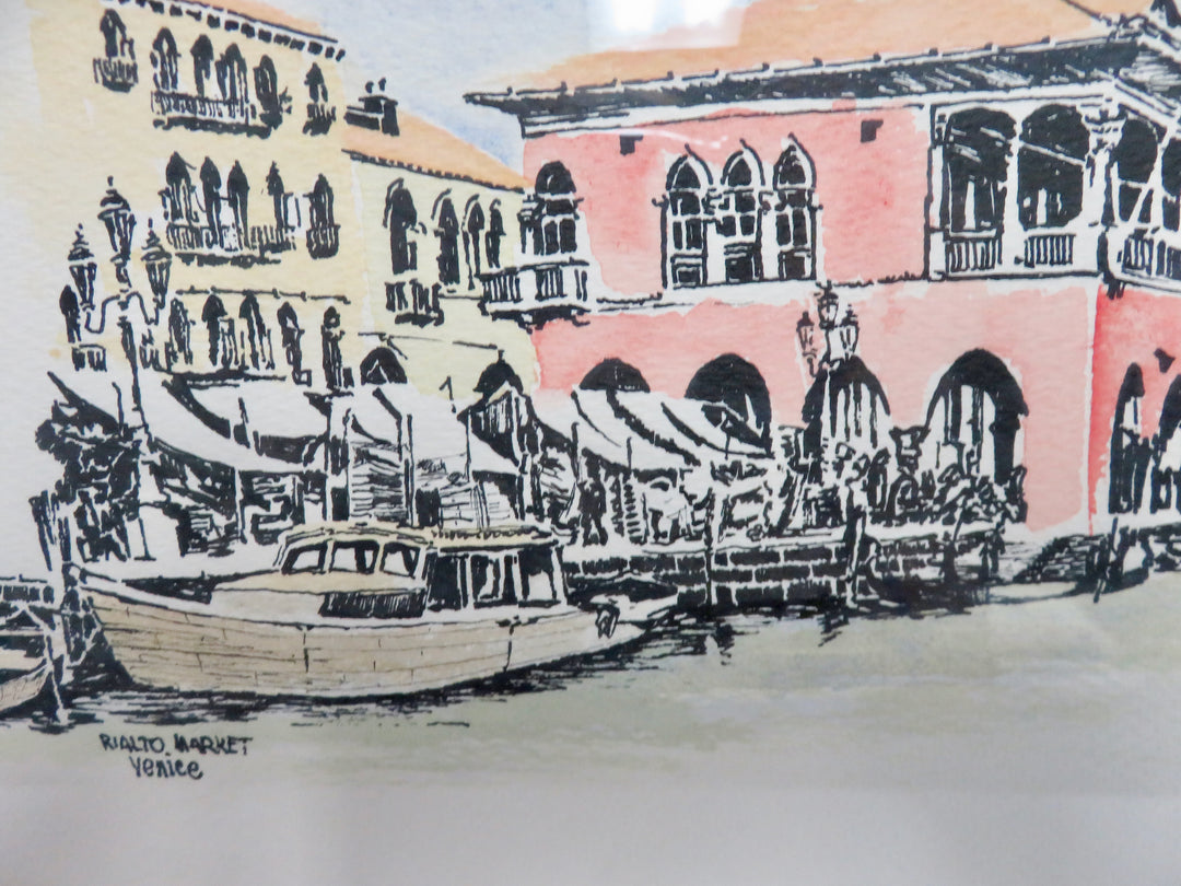 Rialto Market Watercolor Painting