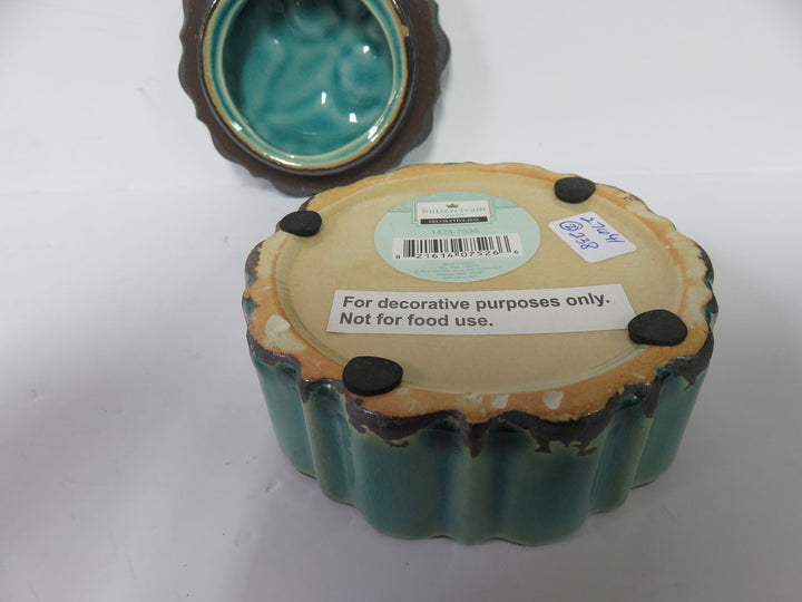Teal Pottery Trinket Box