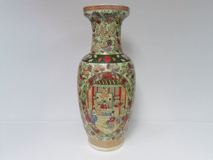 Asian Rose Medallion Floor Vase