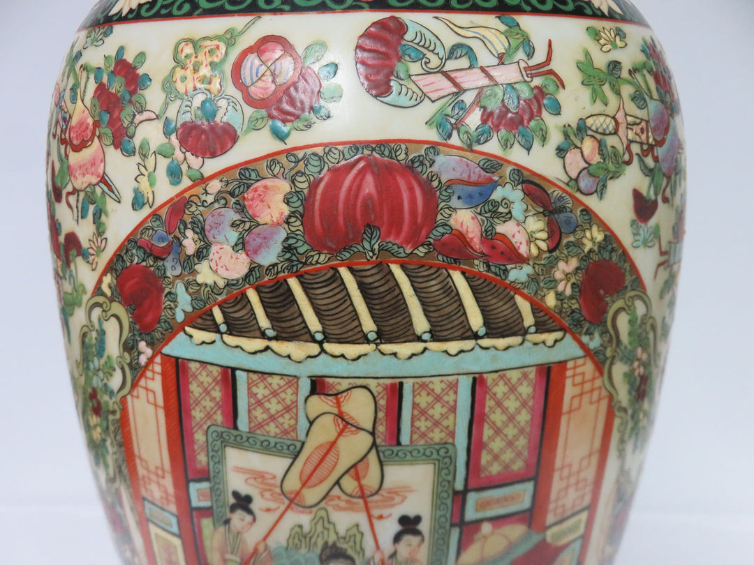 Asian Rose Medallion Floor Vase
