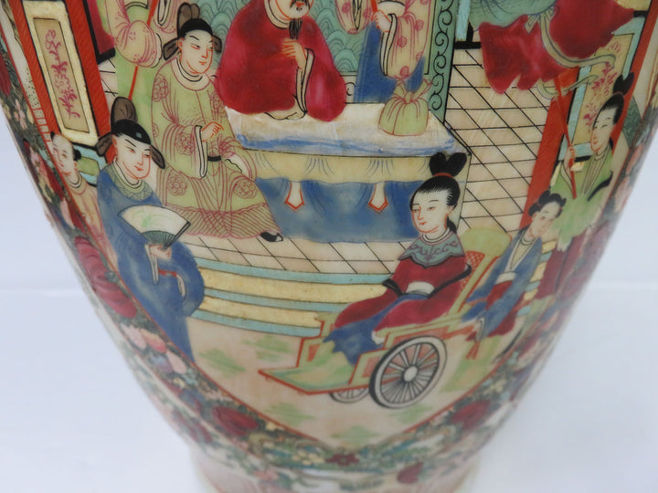 Asian Rose Medallion Floor Vase