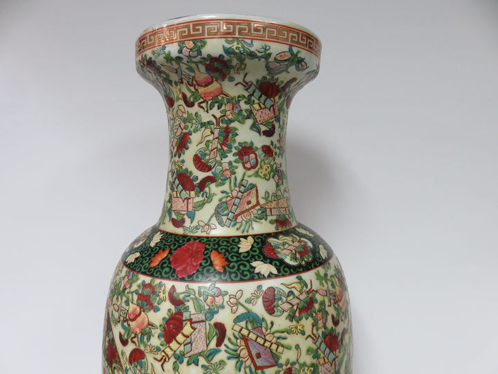 Asian Rose Medallion Floor Vase