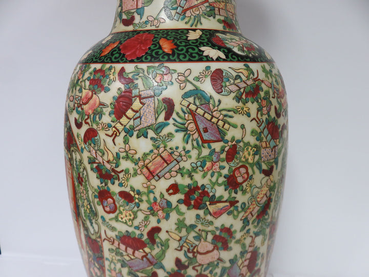 Asian Rose Medallion Floor Vase