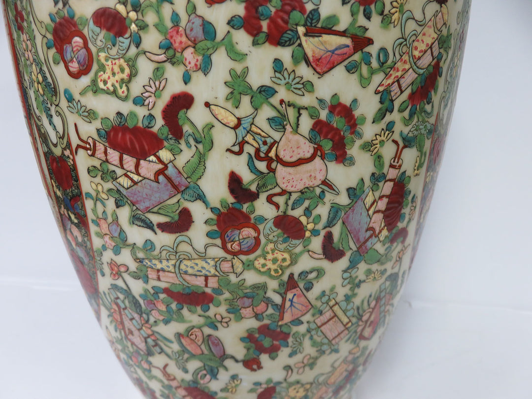 Asian Rose Medallion Floor Vase