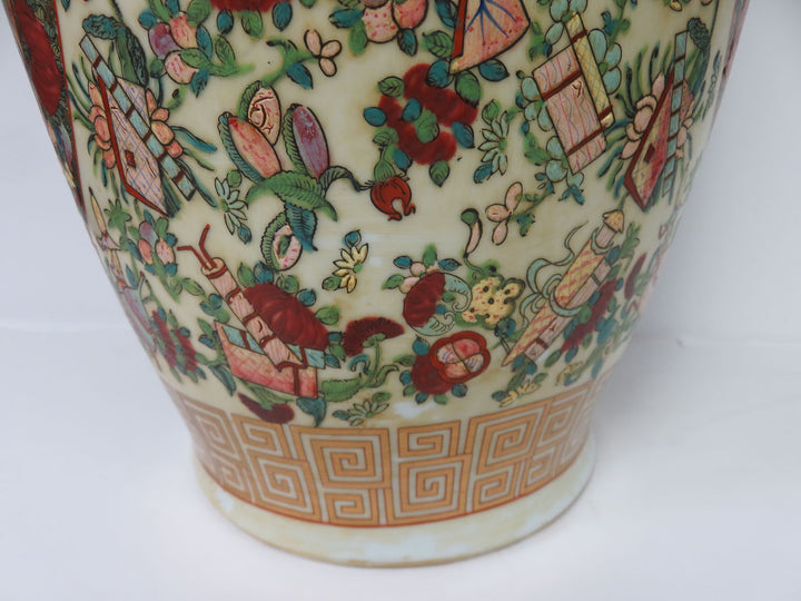 Asian Rose Medallion Floor Vase