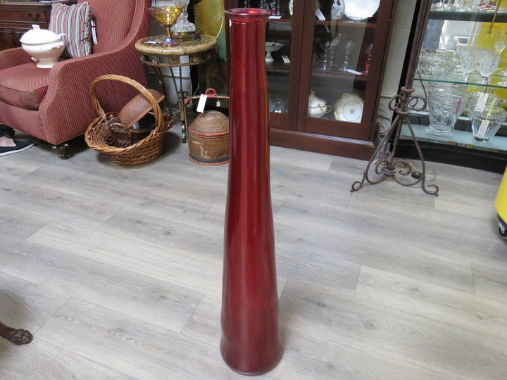 Red Glass Floor Vase