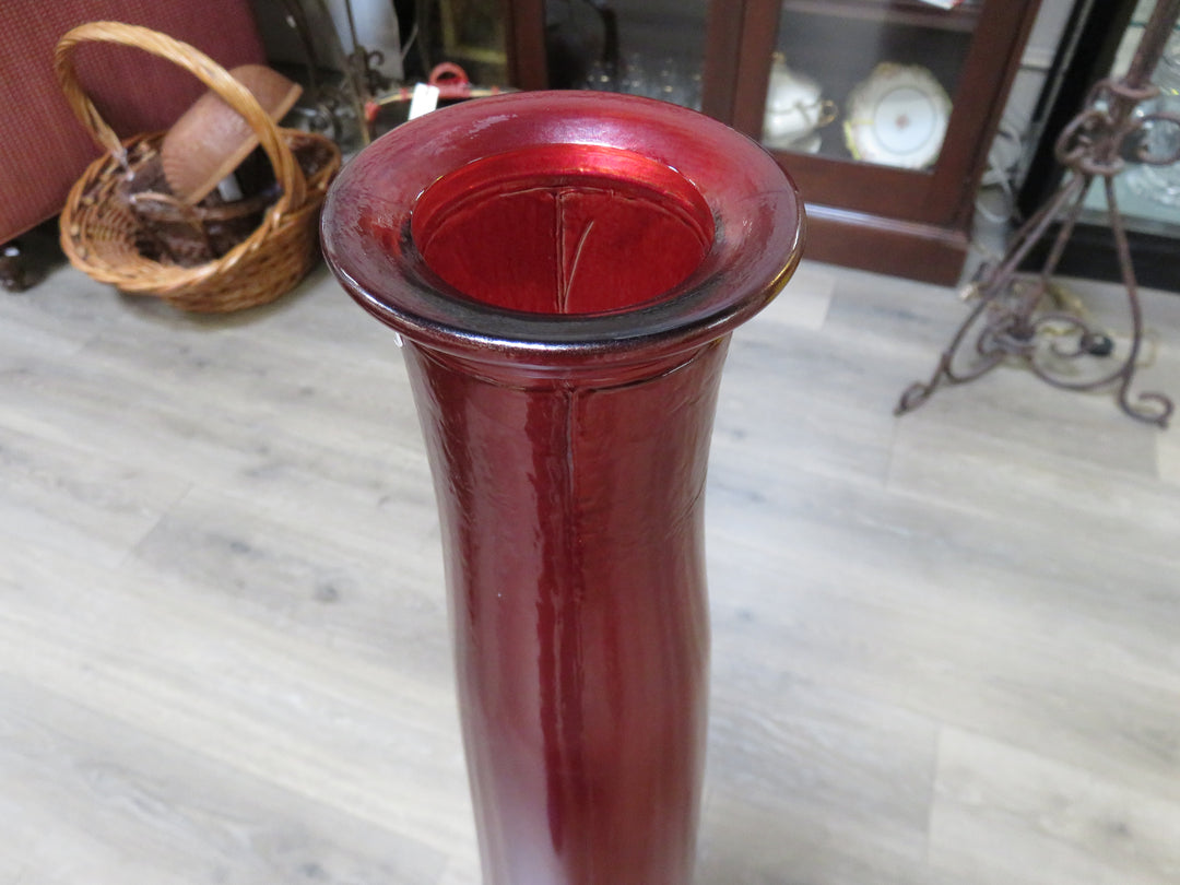 Red Glass Floor Vase