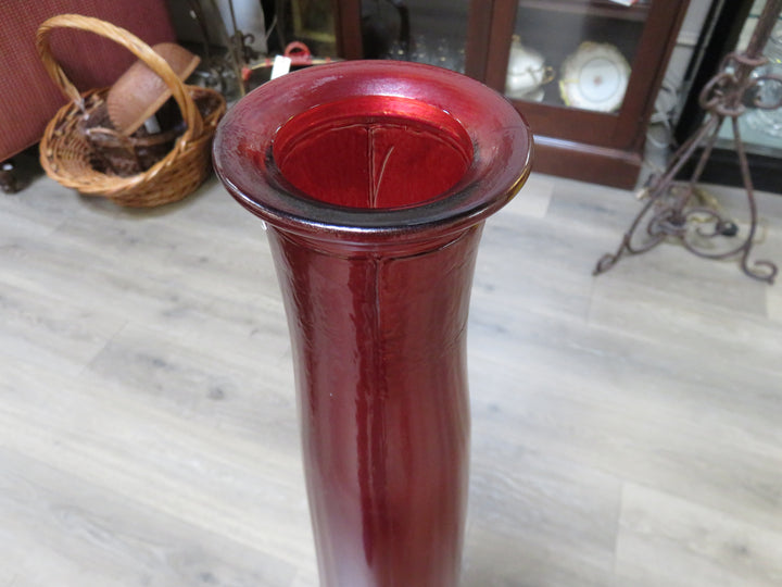 Red Glass Floor Vase