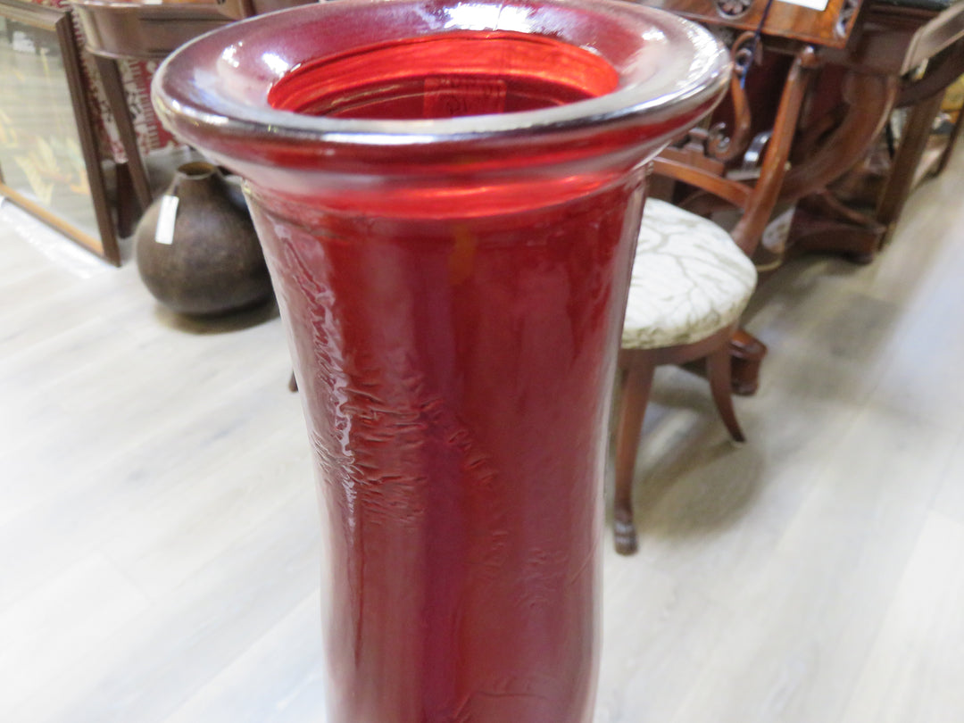 Red Glass Floor Vase