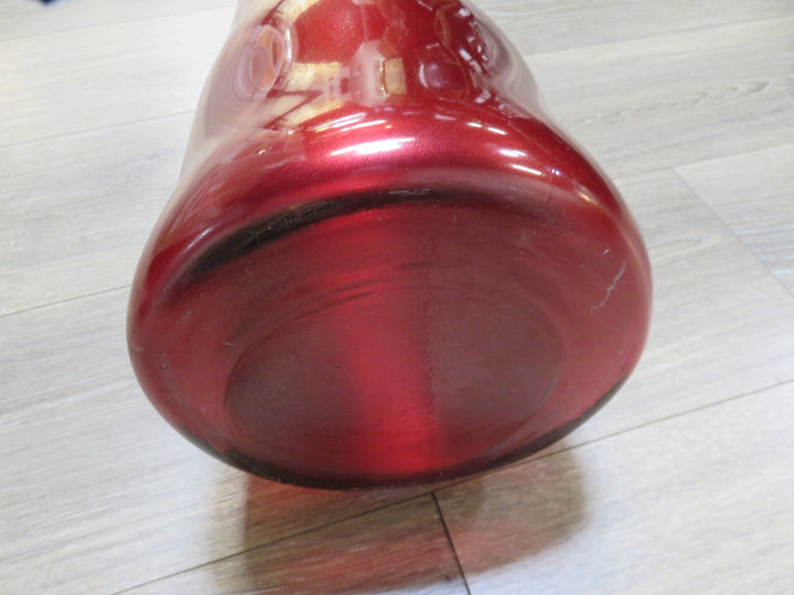 Red Glass Floor Vase