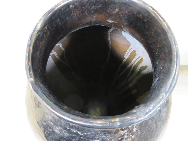 Tall Black Lidded Vessel