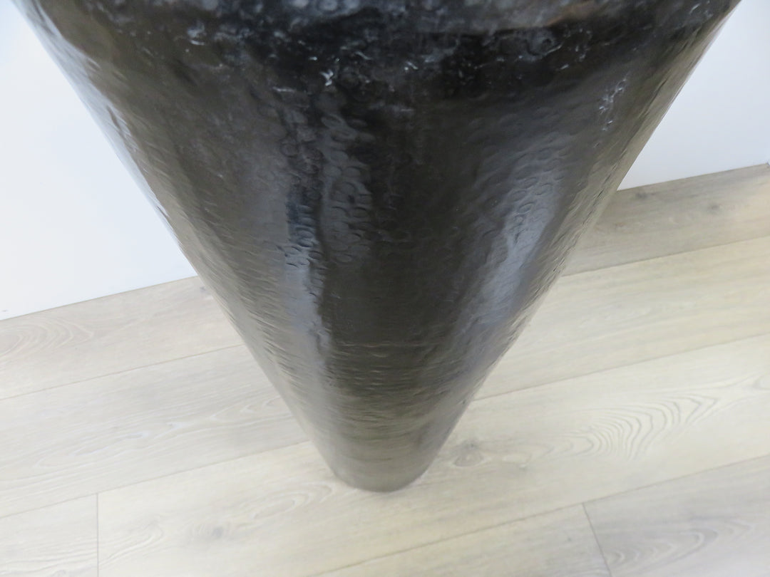 Tall Black Lidded Vessel