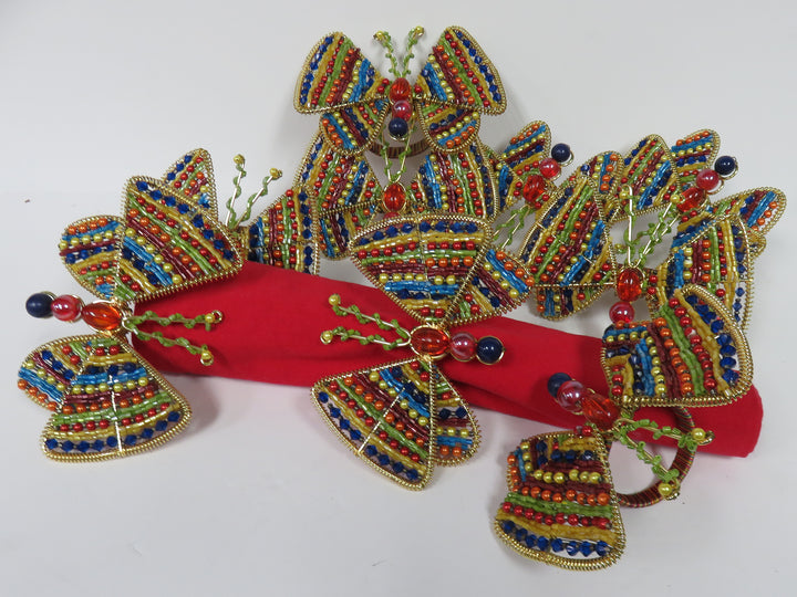 Beaded Butterfly Napkin Rings