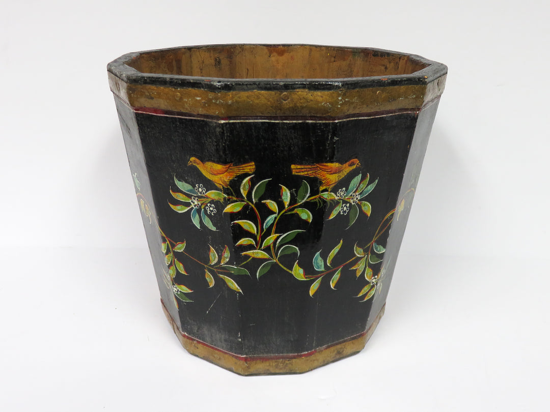 Folk Art Wood Planter/Basket
