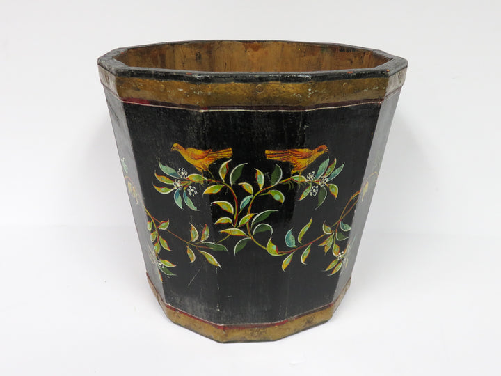 Folk Art Wood Planter/Basket