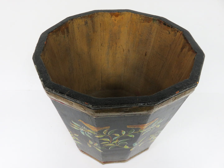 Folk Art Wood Planter/Basket