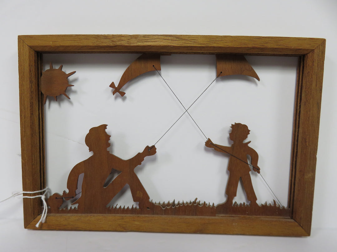 Vintage Woodcut Boys with Kites
