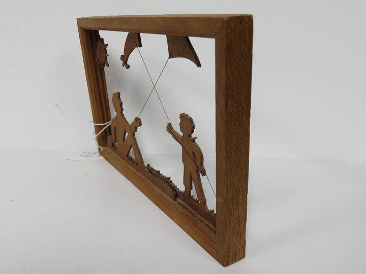 Vintage Woodcut Boys with Kites