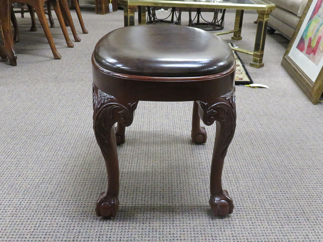 Kindel Footstool with Leather Seat