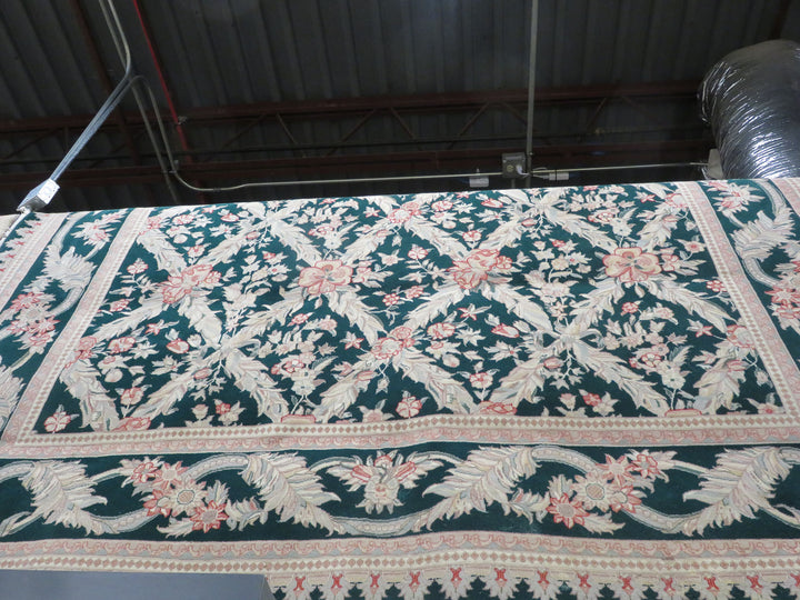 Dark Green Floral Area Rug