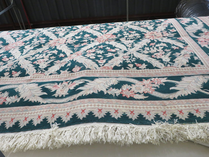 Dark Green Floral Area Rug