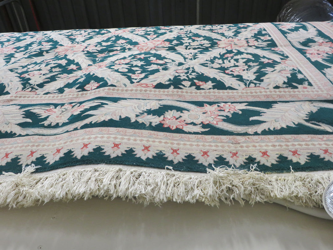Dark Green Floral Area Rug