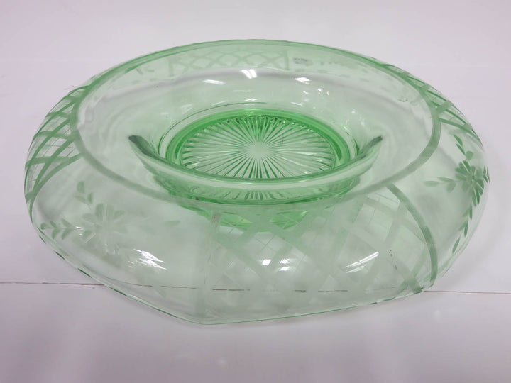 Vintage Uranium Glass Console Bowl