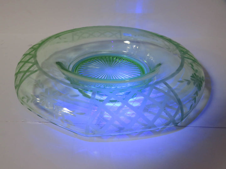 Vintage Uranium Glass Console Bowl