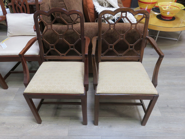 Pair of Lattice Back Arm Chairs
