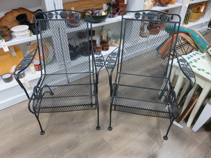 Pair of Wrought Iron Spring Chairs