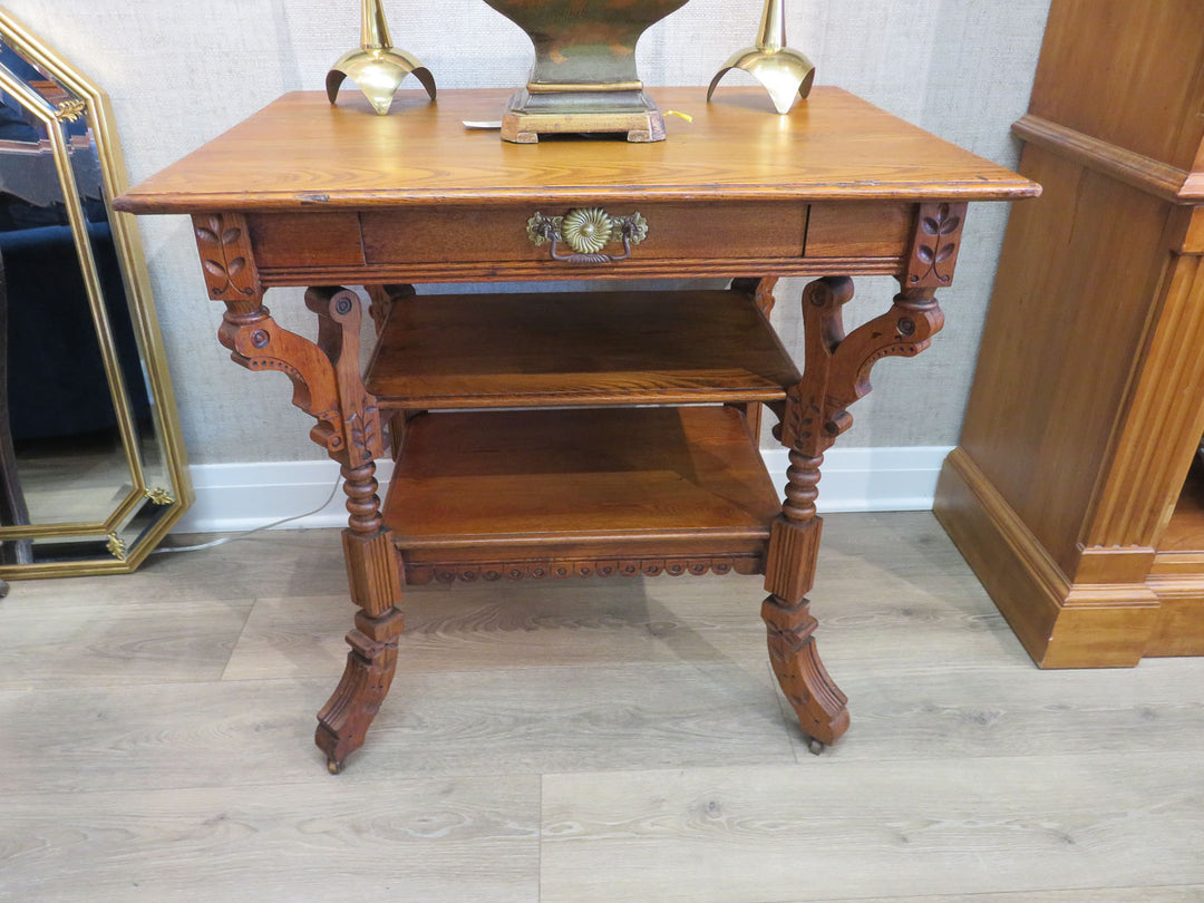 Antique American Tiger Oak Library Table