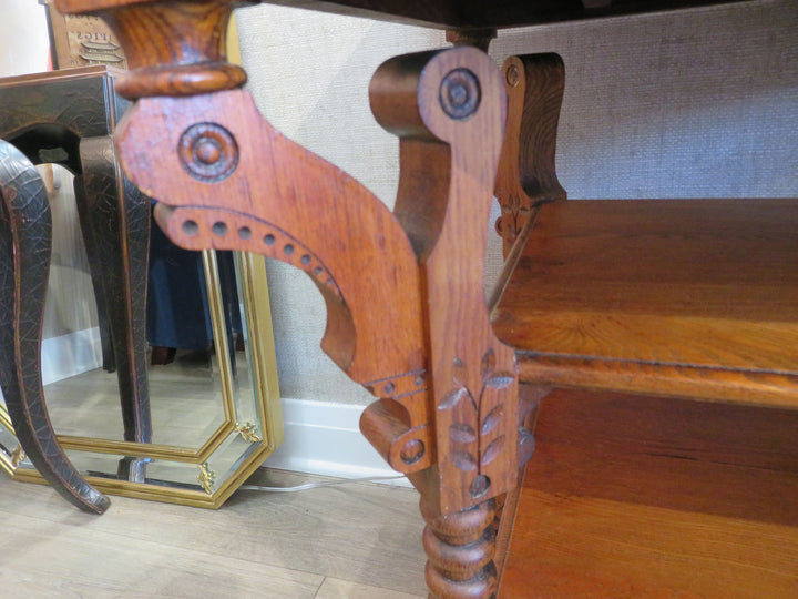 Antique American Tiger Oak Library Table